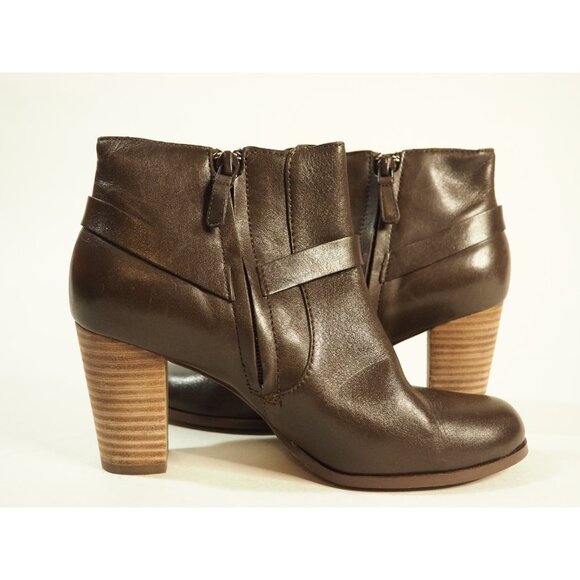 Cole Haan Dark Brown Leather Round Toe Chunky Heel Zipper Ankle Boots, Size 6 US - Picture 5 of 10